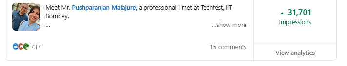 Nidhi Hooda LinkedIn post — 31,701 impressions