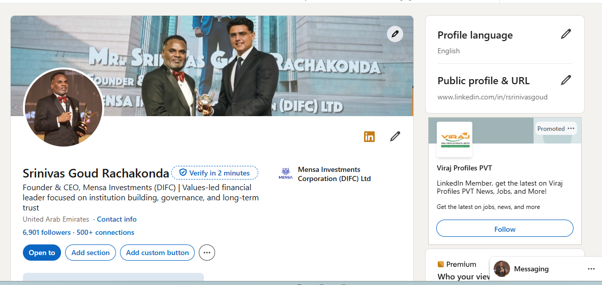 Srinivas Goud Rachakonda LinkedIn profile — Mensa Investments DIFC